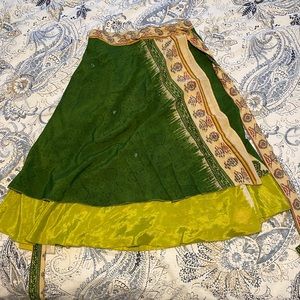 Boho Chic Wrap Skirt, Reversible, Knee length, One Size fits Most.